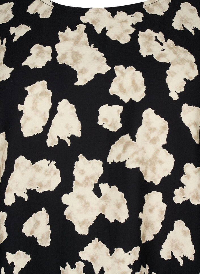 Long-sleeved dress with print and bows, Black, Packshot image number 2