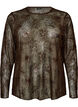 Mesh blouse with flowers and sequins, Brown, Packshot image number 0