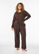 Organic cotton pyjama top with eyelet embroidery, Brown, Model image number 1