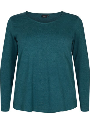 Basic blouse with long sleeves, Ponderosa Pine Mel., Packshot image number 0