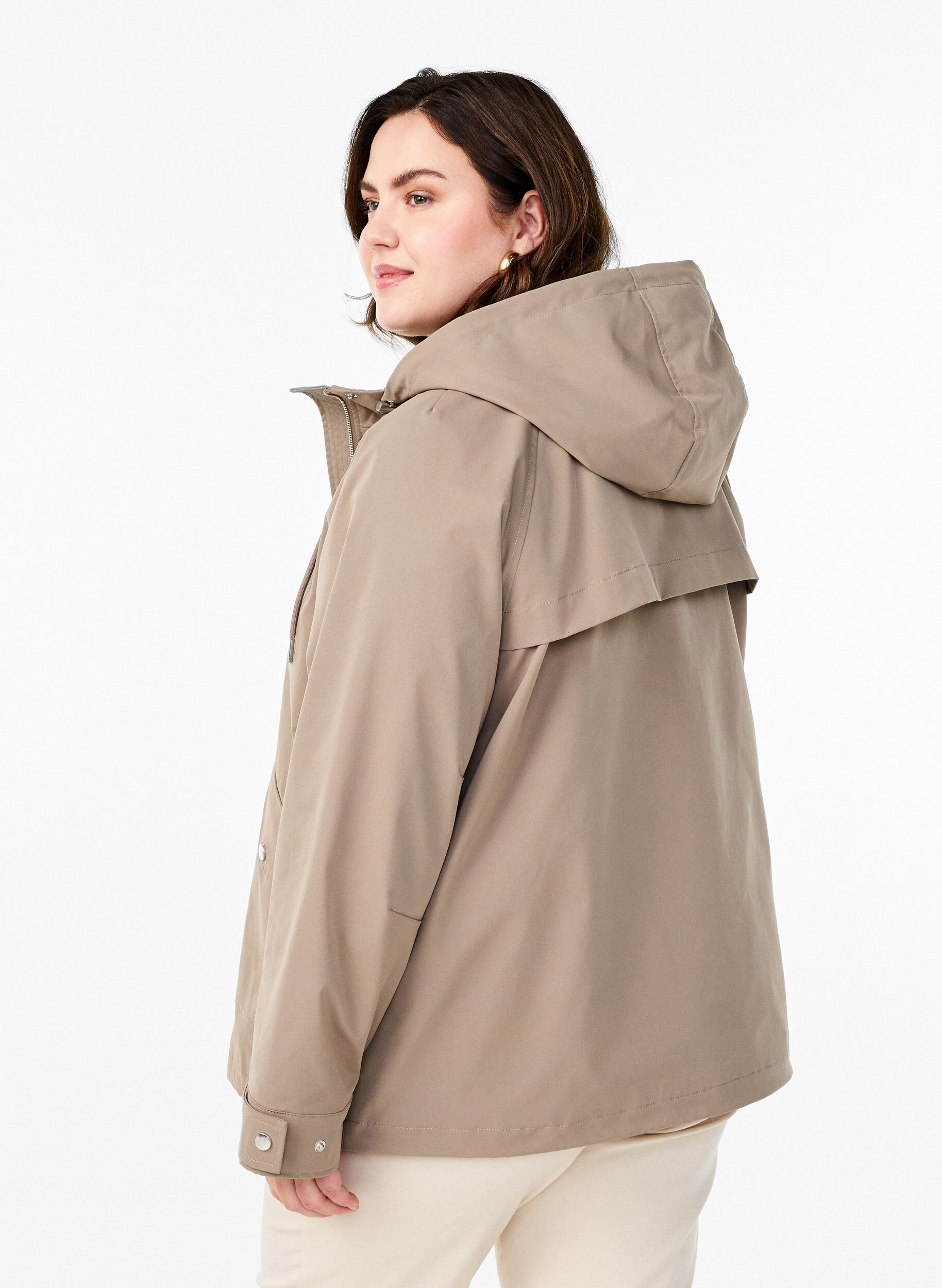 ZizzifashionShort spring jacket with detachable hood, Beige, Model image number 2