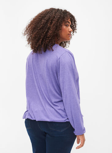 Melange top with long sleeves and v cutting, Veronica Mel., Model image number 1