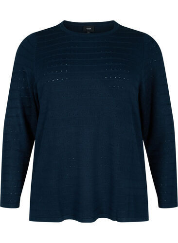 Textured knitted top with round neck, Navy Blazer, Packshot image number 0
