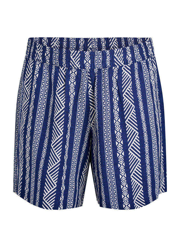 Striped shorts in a linen-viscose blend, Blue, Packshot image number 0
