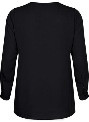 Long-sleeved shirt with v-neck, Black, Packshot image number 1