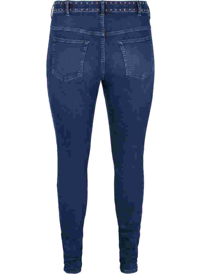 Super slim Amy jeans with studs, Dark blue, Packshot image number 1