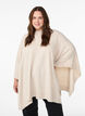 Poncho with rib details and a round neck, Beige, Model image number 0