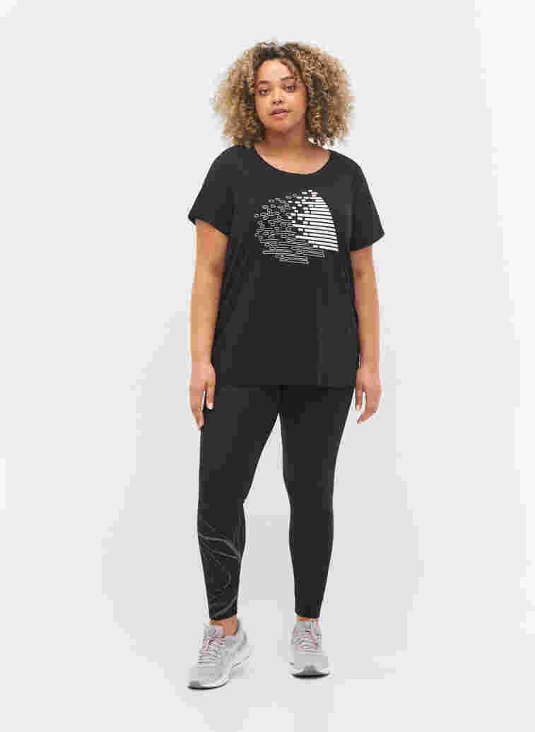 Sports t-shirt with print, Black w. White, Model image number 2