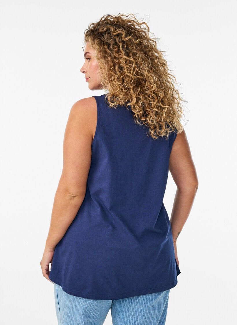 Cotton top with a-shape, Blue, Model image number 2