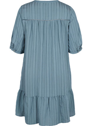 Striped viscose dress with lace ribbons, Goblin Blue, Packshot image number 1