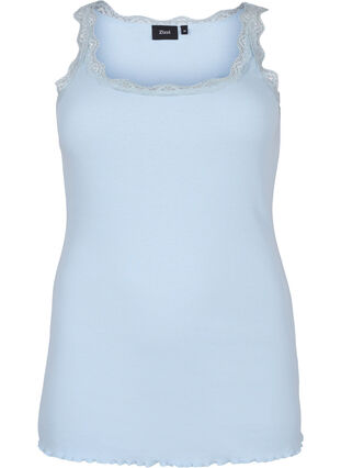 Top with lace trim, Cashmere Blue, Packshot image number 0