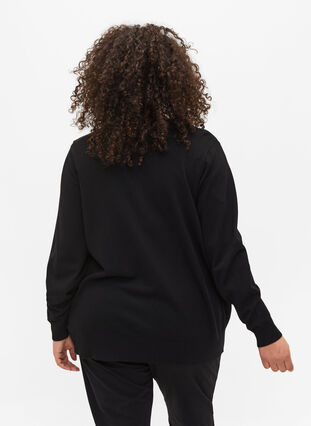 Knitted viscose blend cardigan, Black, Model image number 1