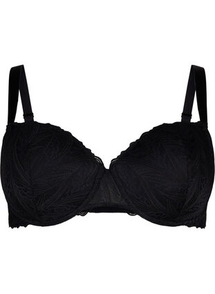 Molded lace bra with underwire, Black, Packshot image number 0