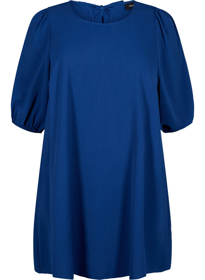 Short dress with bow detail on the back, Estate Blue, Packshot image number 0
