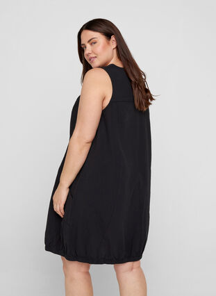 Sleeveless cotton dress, Black, Model image number 1