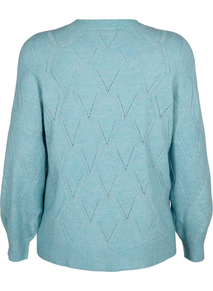Knitted pullover with hole pattern, Reef Waters Mel., Packshot image number 1