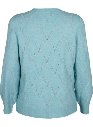 Knitted pullover with hole pattern, Reef Waters Mel., Packshot image number 1
