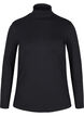 Long-sleeved cotton blouse with turtleneck, Solid Black, Packshot image number 0
