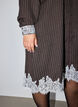 Knee-length dress with pinstripes and lace trim, Brown, Model image number 3