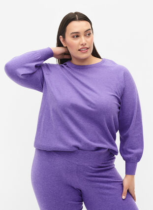 Melange knit jumper, Purple Opulence Mel, Model image number 0