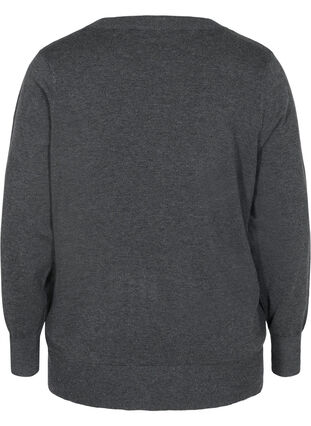 Melange knitted jumper with round neckline, Dark Grey Melange, Packshot image number 1