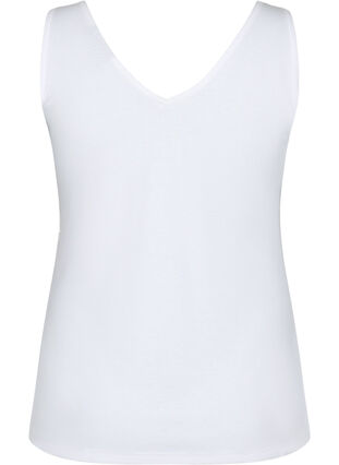 Basic top in rib with v-neckline, Bright White, Packshot image number 1