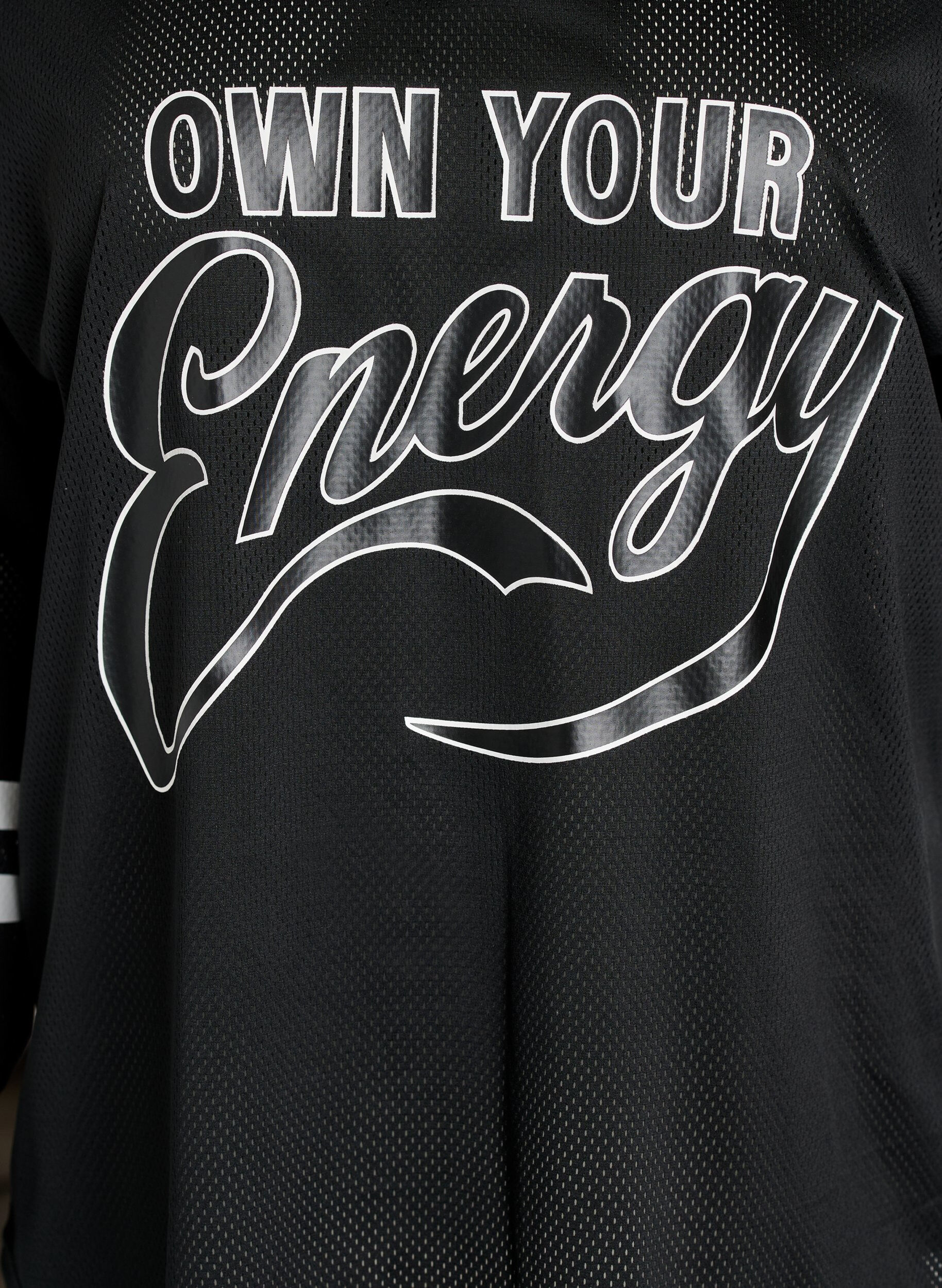 ZizzifashionSporty mesh top with text print, Black, Packshot image number 2