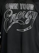 Sporty mesh top with text print, Black, Packshot image number 2