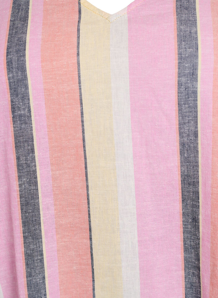 Short dress in linen and viscose with 3/4 sleeves, Yellow, Packshot image number 2