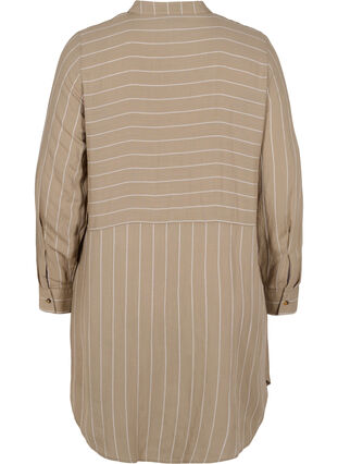 Long striped shirt in a viscose mix, Timber Wolf/White, Packshot image number 1