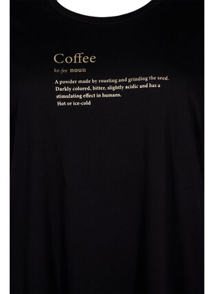 Oversized night t-shirt in organic cotton, Black W. coffee, Packshot image number 2