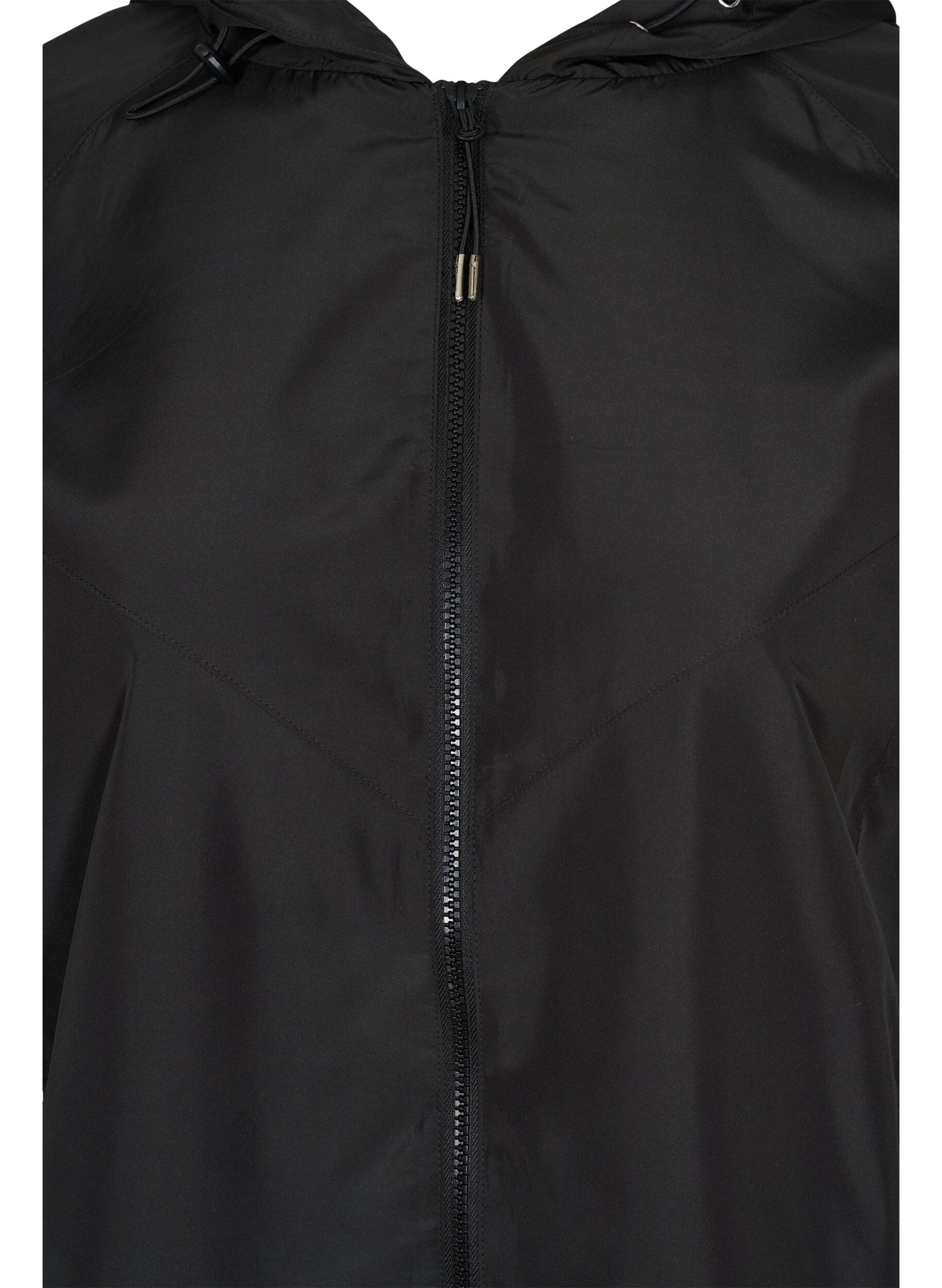 Zizzifashion Short jacket with hood and adjustable bottom hem, Black, Packshot image number 2