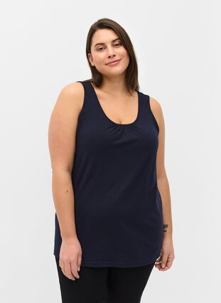 Plain-coloured cotton top, Night Sky Solid, Model image number 0