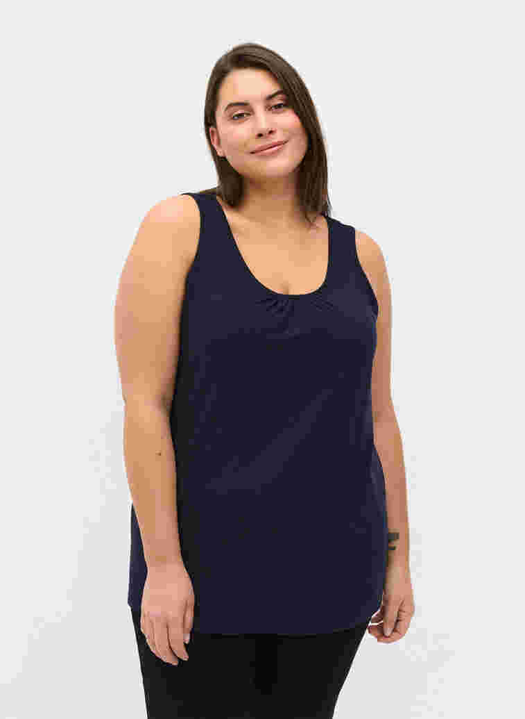 Plain-coloured cotton top, Night Sky Solid, Model