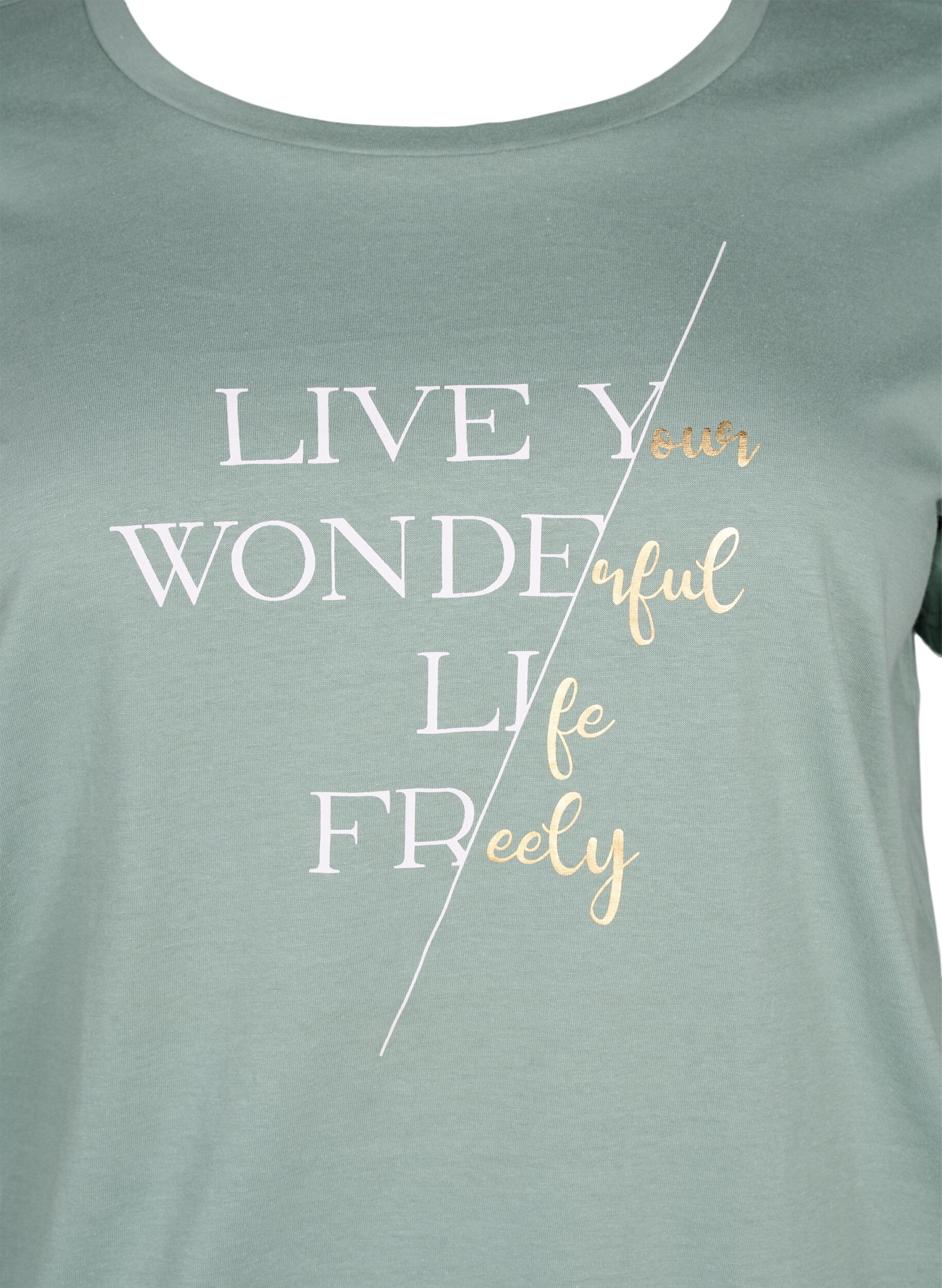 Zizzifashion Short-sleeved cotton T-shirt with elasticated hem, Chinois G. W. Live, Packshot image number 2