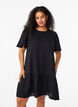 Cotton short-sleeved dress with a-line cut, Black, Model image number 0