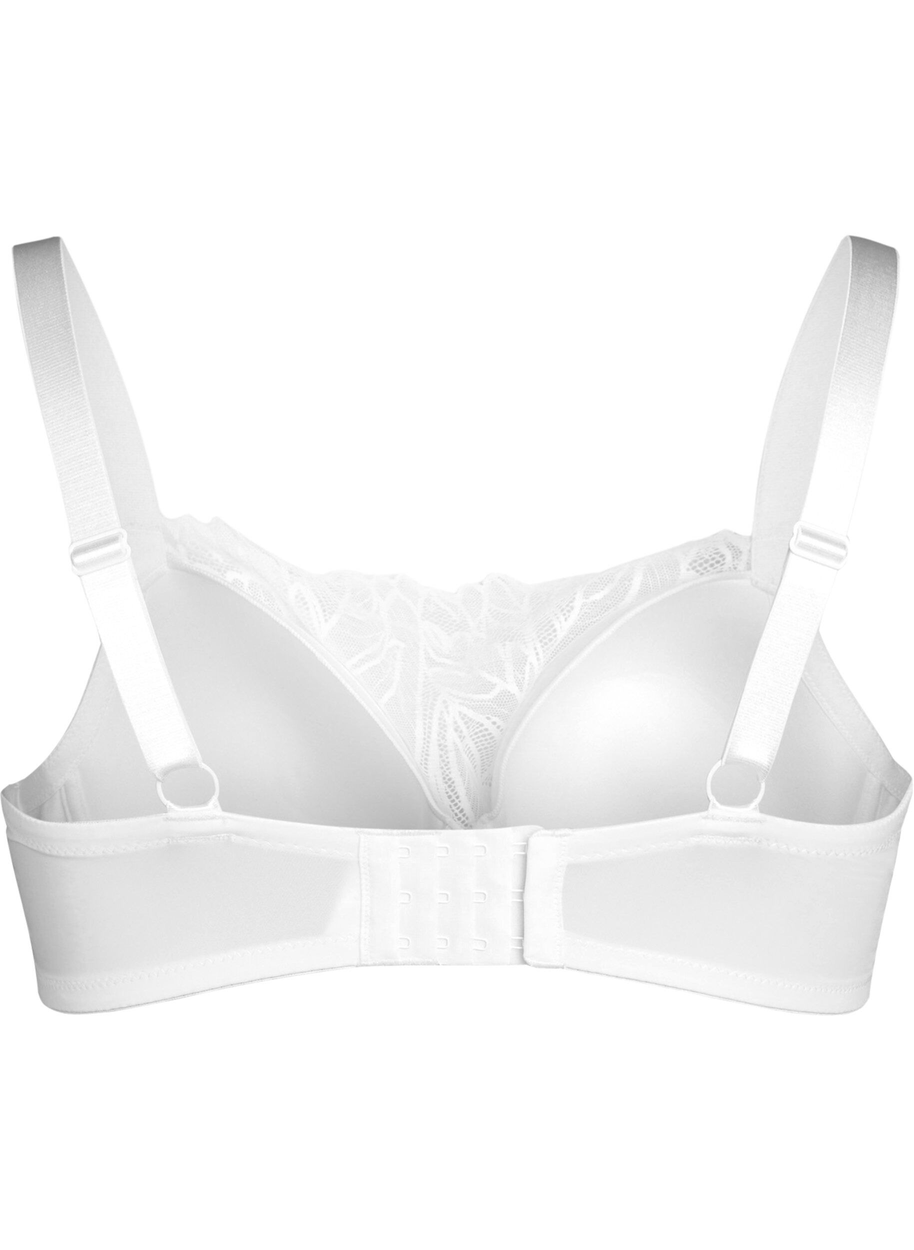 Zizzifashion Moulded underwired bra with lace detail, White, Packshot image number 1