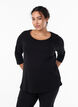 Basic cotton t-shirt with 3/4 sleeves, Black, Model image number 0