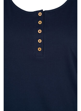 Block coloured cotton top with elastic along the bottom, Navy Blazer, Packshot image number 2