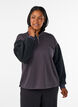 Sweatshirt with teddy sleeves and a high neck, Dark Grey, Model image number 0