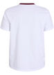 T-shirt with text print and contrast trim, White, Packshot image number 1