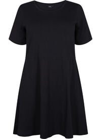 Solid cotton dress with short sleeves