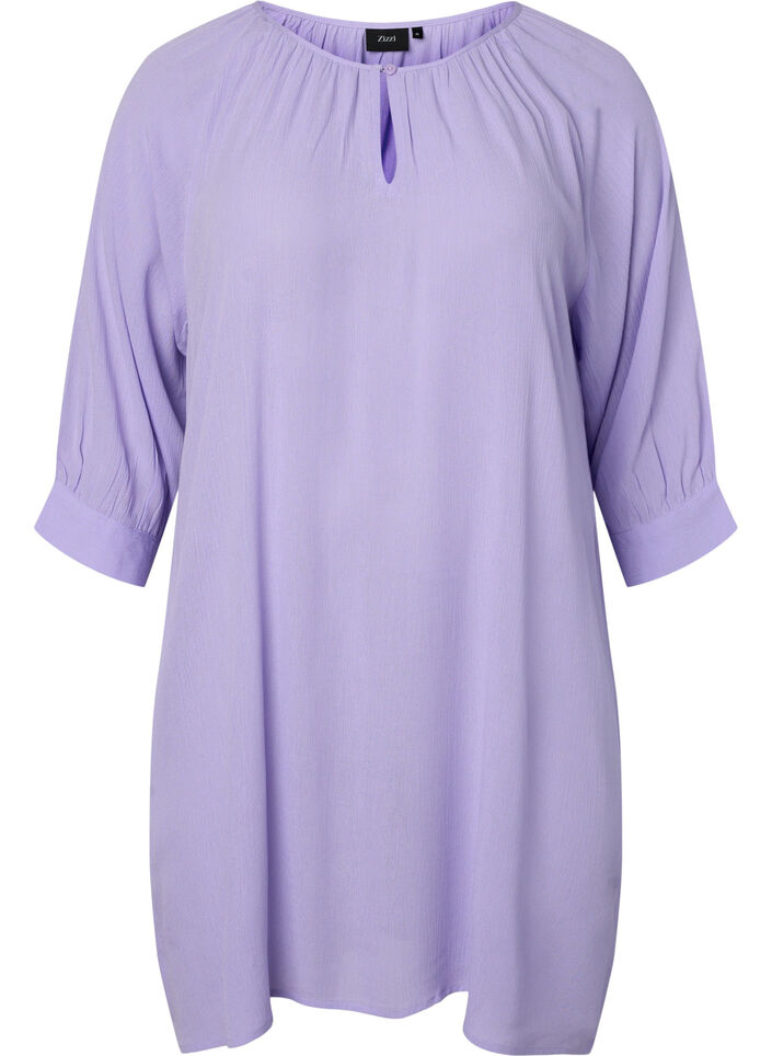 Viscose tunic with 3/4 sleeves, Purple, Packshot image number 0