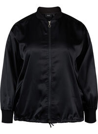 Bomber jacket with zipper and strings