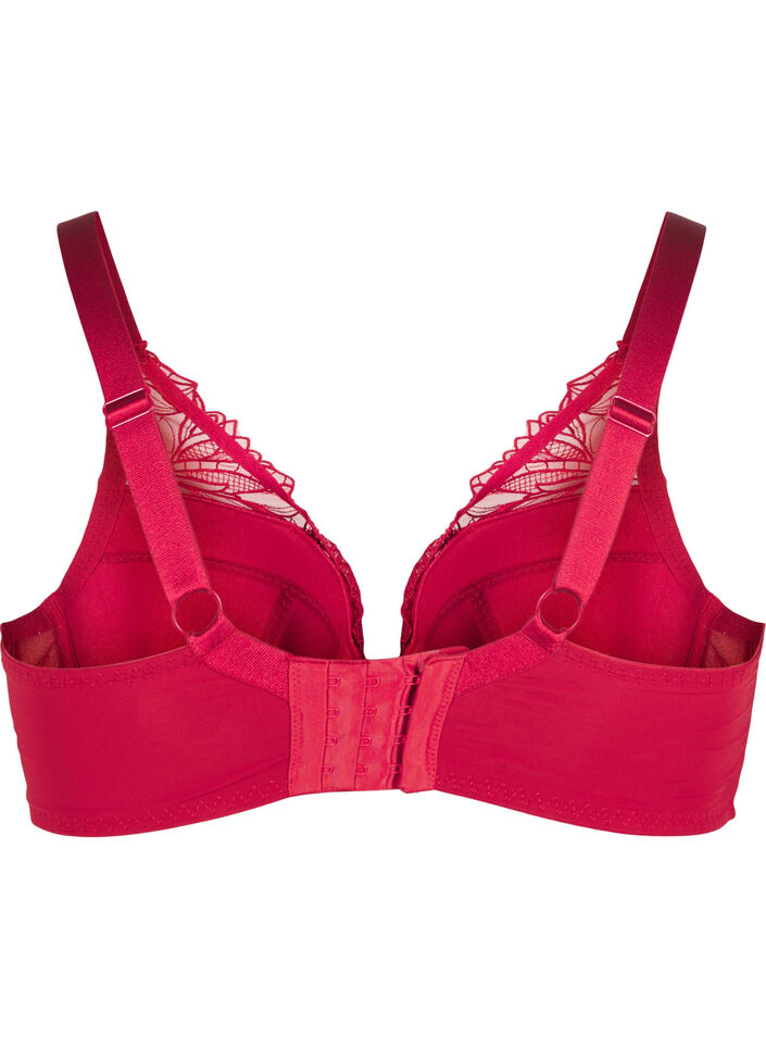 Padded lace bra with underwire, Red, Packshot image number 1