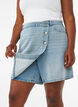 Denim skorts with a wrap-over effect and high waist, Light Blue, Model image number 3