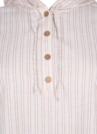 Hooded tunic in cotton and linen, Wh. Sandshell Stripe, Packshot image number 2