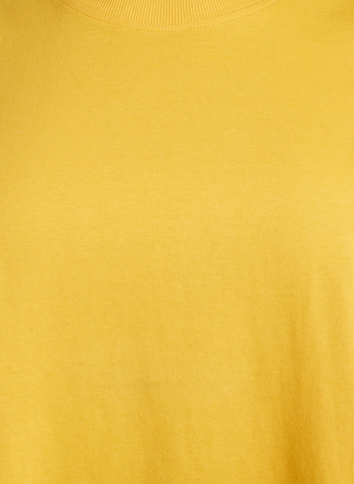 Basic cotton T-shirt with round neck, Yellow, Packshot image number 2