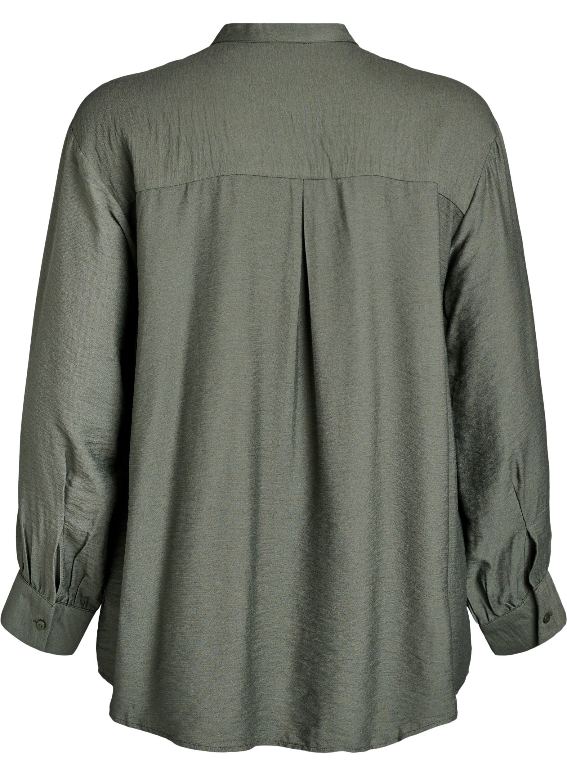 Zizzifashion Viscose shirt with A-line shape, Green, Packshot image number 1