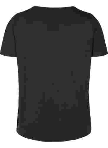 Short sleeve t-shirt with v-neckline, Black, Packshot image number 1